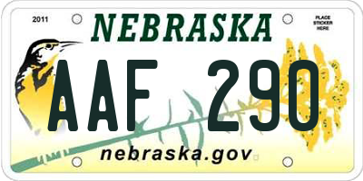 NE license plate AAF290