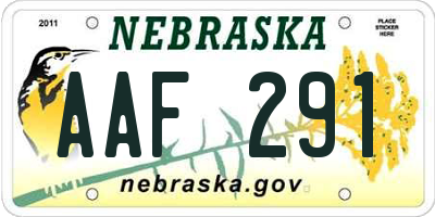 NE license plate AAF291