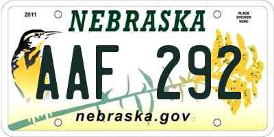 NE license plate AAF292