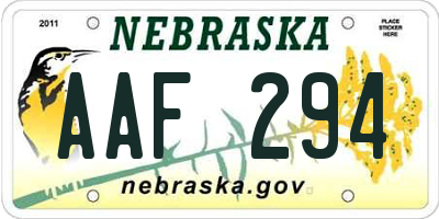 NE license plate AAF294