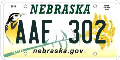 NE license plate AAF302