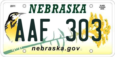 NE license plate AAF303