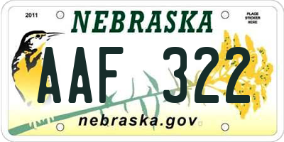 NE license plate AAF322