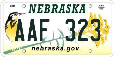 NE license plate AAF323