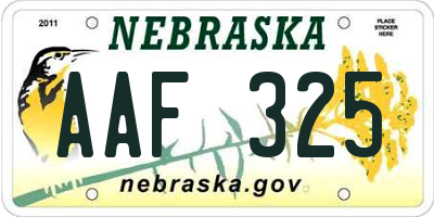 NE license plate AAF325