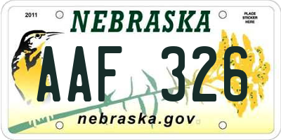 NE license plate AAF326