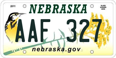 NE license plate AAF327
