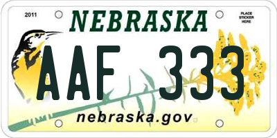 NE license plate AAF333