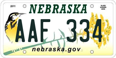 NE license plate AAF334