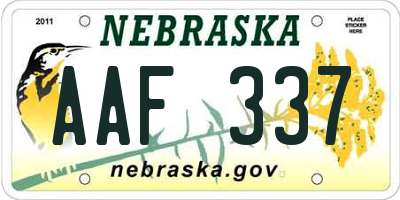 NE license plate AAF337