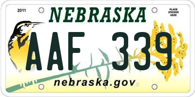 NE license plate AAF339