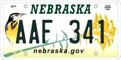 NE license plate AAF341