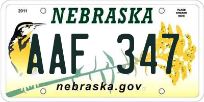 NE license plate AAF347