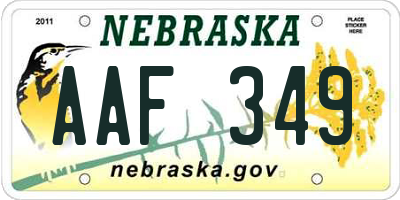 NE license plate AAF349