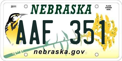 NE license plate AAF351