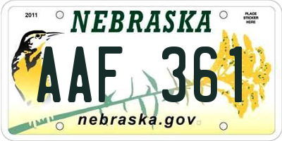 NE license plate AAF361