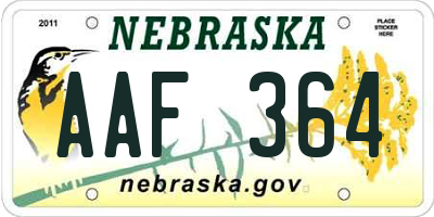 NE license plate AAF364