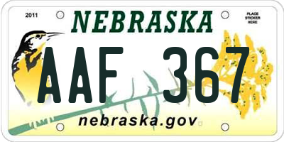 NE license plate AAF367