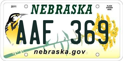 NE license plate AAF369
