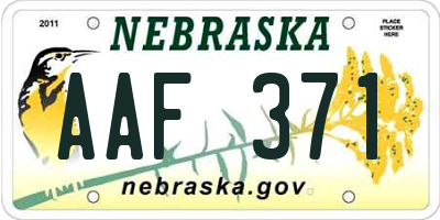 NE license plate AAF371