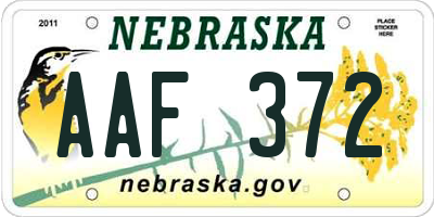 NE license plate AAF372