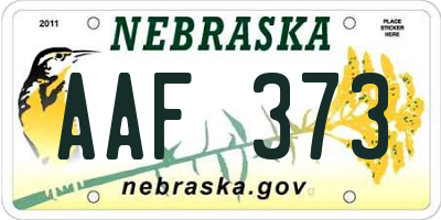 NE license plate AAF373