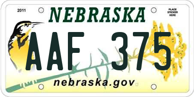 NE license plate AAF375