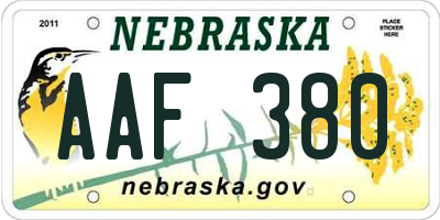 NE license plate AAF380