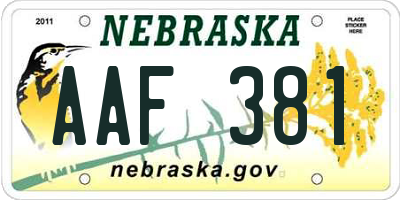 NE license plate AAF381