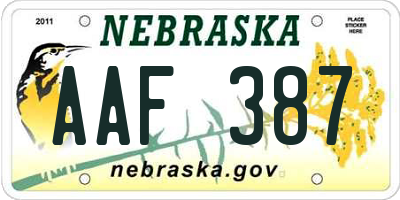 NE license plate AAF387