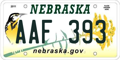 NE license plate AAF393