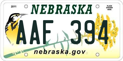 NE license plate AAF394