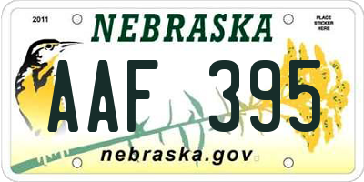 NE license plate AAF395