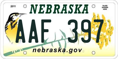 NE license plate AAF397