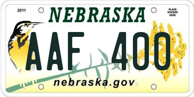 NE license plate AAF400