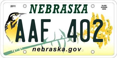 NE license plate AAF402