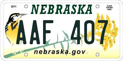 NE license plate AAF407