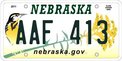 NE license plate AAF413