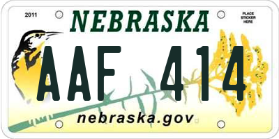 NE license plate AAF414