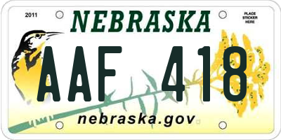 NE license plate AAF418