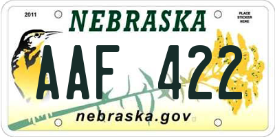 NE license plate AAF422