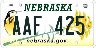 NE license plate AAF425