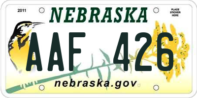 NE license plate AAF426