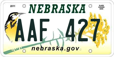 NE license plate AAF427
