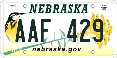 NE license plate AAF429