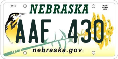 NE license plate AAF430