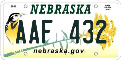 NE license plate AAF432