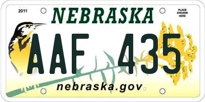 NE license plate AAF435