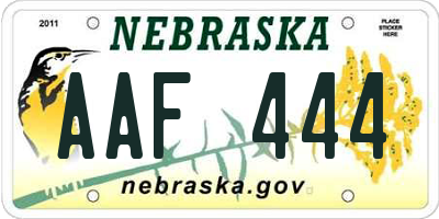 NE license plate AAF444