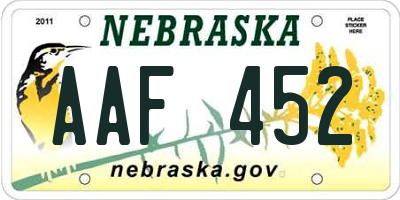 NE license plate AAF452